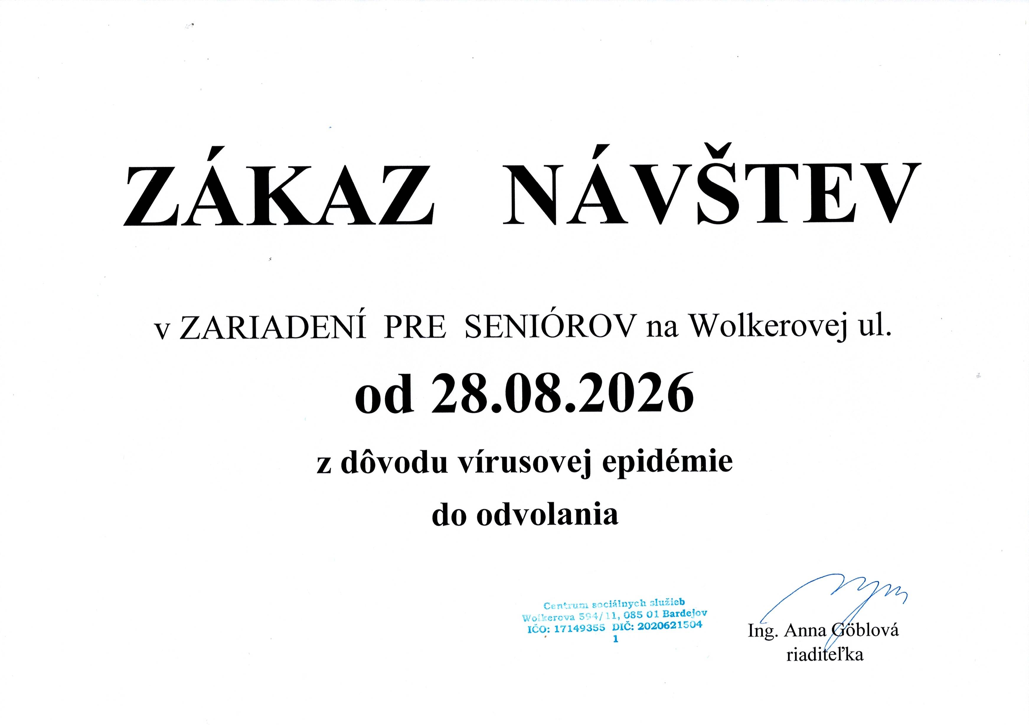 Zakaz navstev